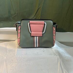Stylish Pink and Green Women's Bag